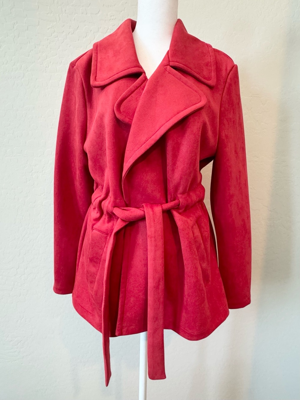 Alice Blue Coral Red Trench Coat